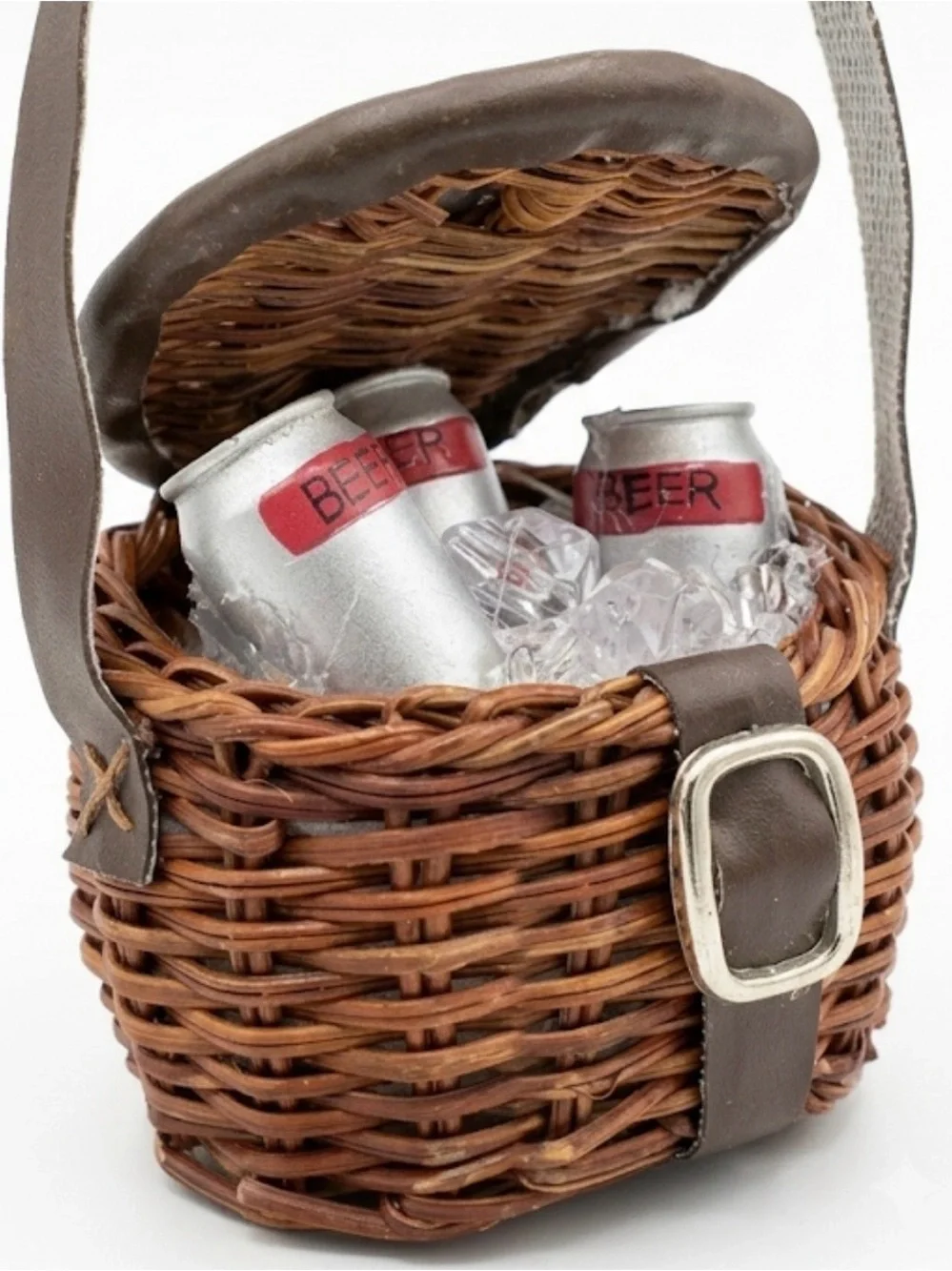 Mini Wicker Fishing Creel Basket Christmas Ornament Beer Ice Rustic Fisherman